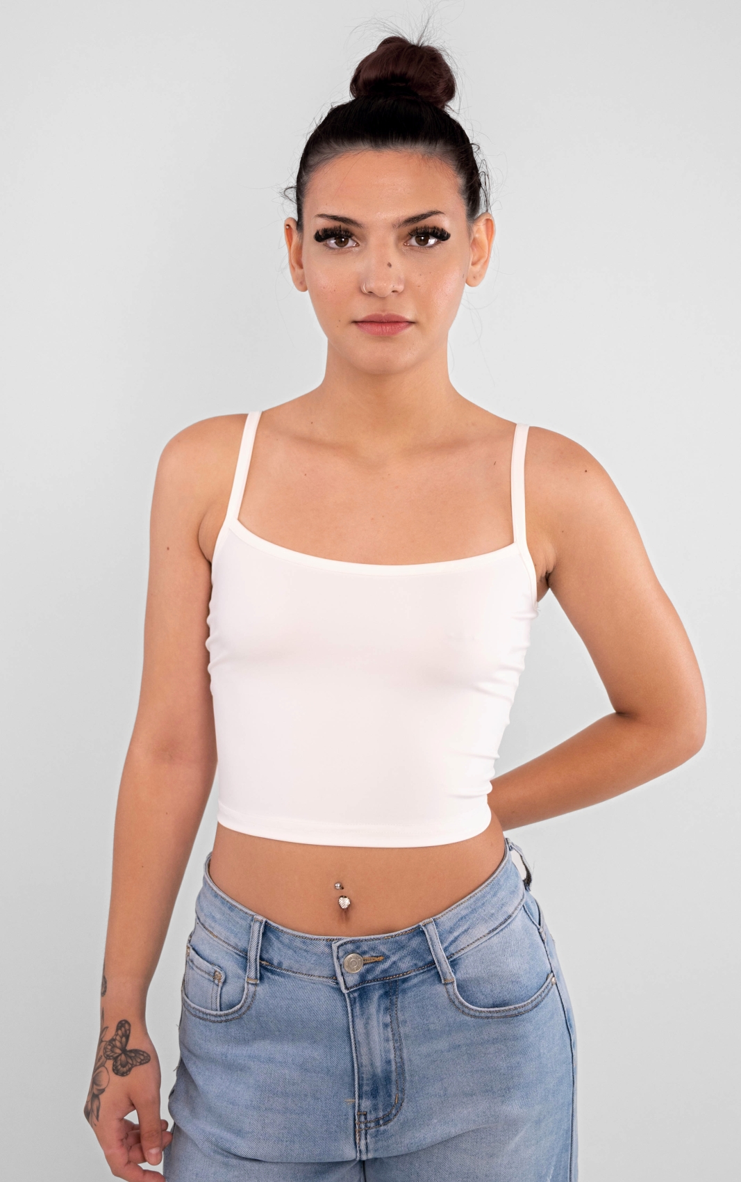 DSC_5196 Ελαστικό Μπλουζάκι Crop Top με Λεπτή Τιράντα| Benissimo - Image 1